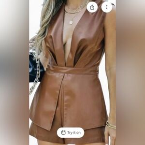 Elegant Brown Sleeveless Romper